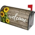 thumbnail image 2 of Fall Sunflower Mailbox Covers Magnetic 21x18 Inch Vintage Wood Board Welcome Mailbox Covers Flower Mailbox Decals Mailbox Wrap Post Letter Box Cover Mailbox Post Cover for Garden Yard Decor, 2 of 6