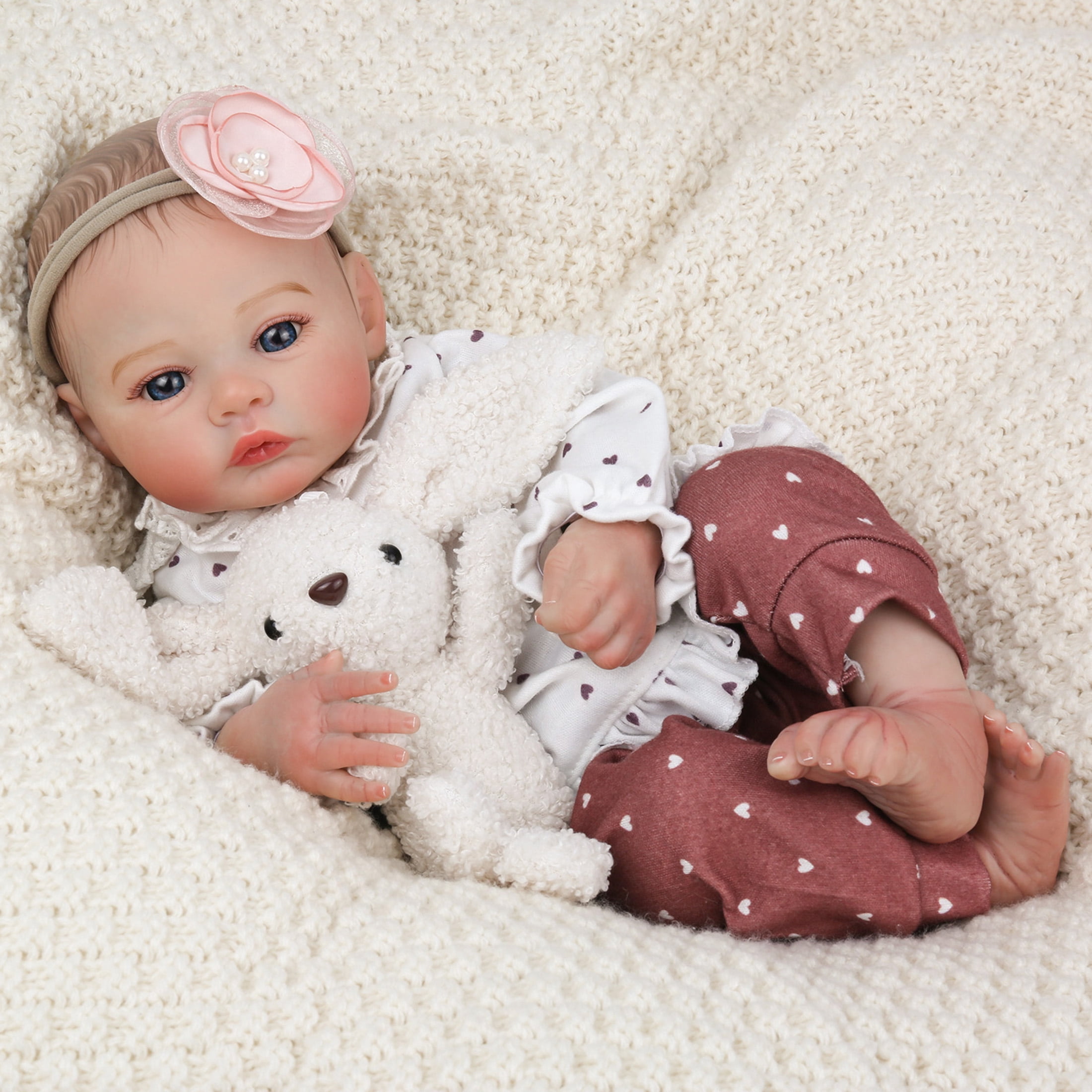 Lifelike Reborn Baby Dolls - 18 Inch Realistic Newborn Baby Dolls Girl, Real Life Baby Dolls with Soft Weighted Body, Real Baby Reborn Gift with Accessories for 3+ Years Old Kids