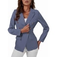 thumbnail image 3 of Female'S Solid Color Long Sleeve Cardigan Casual Long Sleeve Open Front Suit Jacket Gray-Blue S, 3 of 8