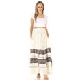 thumbnail image 5 of Sakkas Sandra Women's Casual Long Maxi Boho Gypsy Skirt Elastic Waist & Pockets - Ivory - Plus Size, 5 of 5
