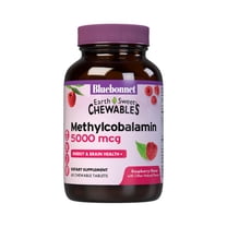 Bluebonnet EarthSweet Methylcobalamin 5,000 mcg Active Vitamin B12 Raspberry, 60 Chewables