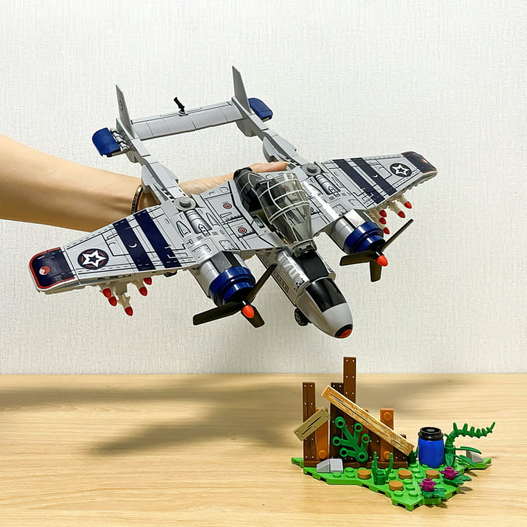 HI-Reeke WW2 Airplane Building Block Set P-38 Lightning Military Fighter  Building Kit for Kids Adult