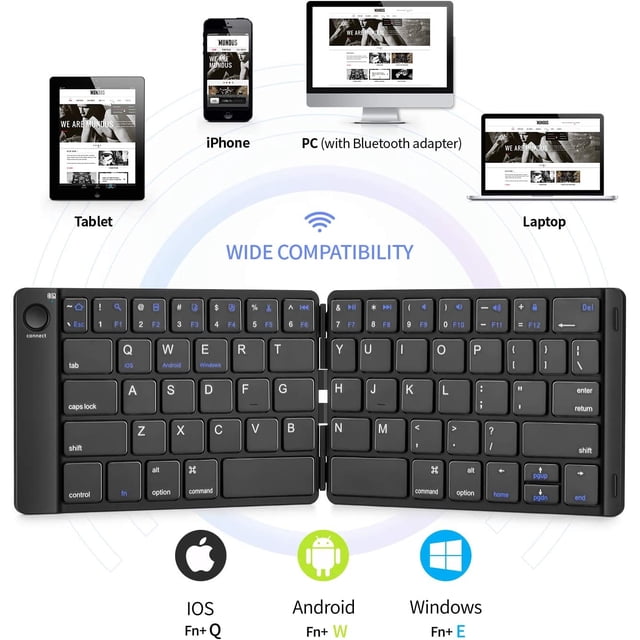 Samsers Teclado Bluetooth plegable - Teclado inalámbrico portátil con
