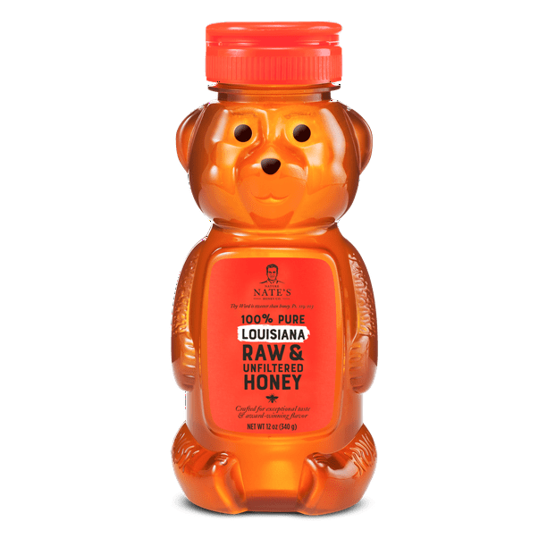 Nature Nate's Louisiana Honey, 100 Pure, Raw and Unfiltered Honey, 12 oz Bear