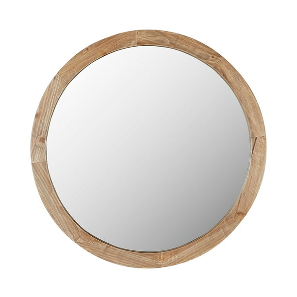 Better Homes Gardens Modern Farmhouse, W Home 24 Inch Round Wall Mirror In Natural Wood