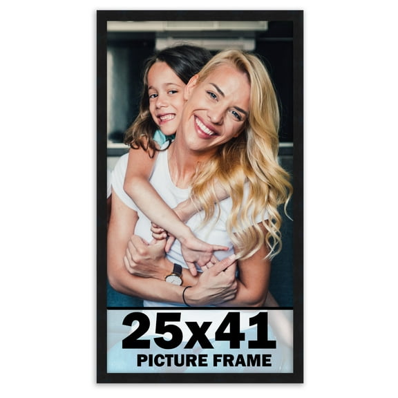 25x41 Frame Black Solid Wood Picture Frame | 0.75 Inch Moulding Width | Includes UV Acrylic