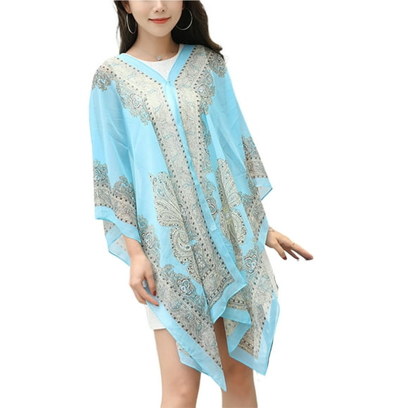 ENJOYW Perles Imprimé Châle Cachemire pour Femmes, Paréo Aguichant Ample pour Vacances en Chiffon