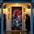 thumbnail image 5 of Leeye Halloween Cloth Door Curtain Non Woven Banner with Hooks Strips Ribbon for Wall Window Porch Decoration Party Indoor Outdoor1ml with Black Ribbon and Glue Red 180cm, 5 of 8