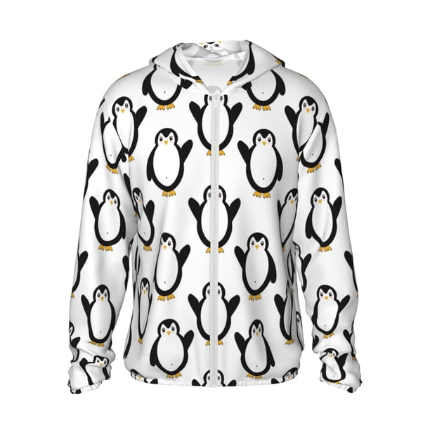 Fotbe Lovely Penguin Chaqueta con Protección Solar UPF 50+ para Hombre y Mujer, Camisa con Capucha y Bolsillos-Large