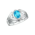 thumbnail image 4 of RYLOS Men's Rings Sterling Silver Rings Classic Designer Style 9X7MM Oval Gemstone &  Diamond Ring Blue Topaz December Birthstone Rings For Men, Size 10, 4 of 7
