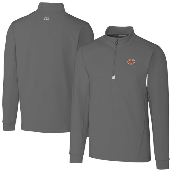 Men's Cutter & Buck Gray Chicago Bears Big & Tall Traverse Stretch Quarter-Zip Top