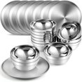 thumbnail image 1 of Sunnyray Stainless Steel Plates and Bowls Metal Camping Plates Reusable 13oz Steel Snack Feeding Serving Dinner Dishes Double Walled Insulated Metal Bowls for Kids(1, 1 of 6