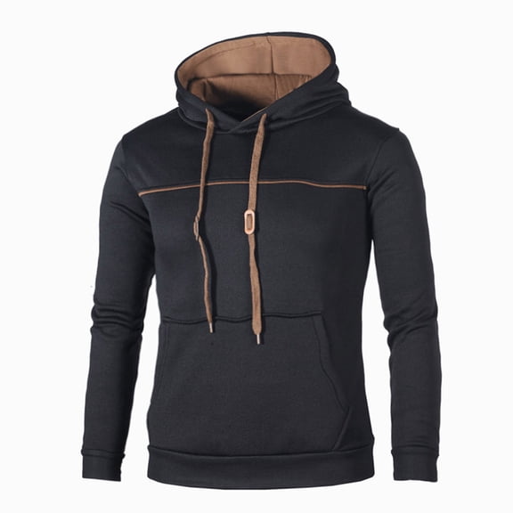 XFLWAM Men's Casual Hoodies Sweatshirt Hipster Gym Long Sleeve Drawstring Solid Color Pullover Hooded Black M
