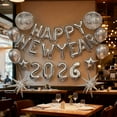 thumbnail image 3 of 20pcs Silvery Happy New Year 2026 Balloon Set includes 16-inch foil letter balloons, Silvery disco balloons, and star burst foil balloons-perfect for New Year's Eve parties, Christmas celebrations, 3 of 5
