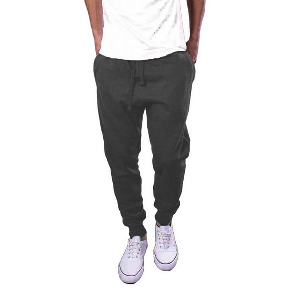 Mens Active Fleece Jogger Pants Charcoal Dark Grey Jogging Urban Basic Tapered fit