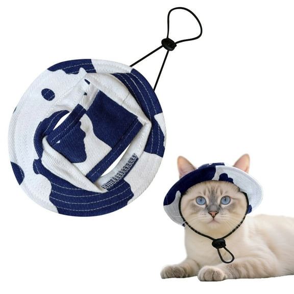 Bucket Hat for Dogs & Cats, Summer Pet Sun Hat with Round Brim & Adjustable Neck Strap, UV Protection Outdoor Cap for Puppies, Small Medium Pets, Walking, Travel, Camping, Anti-Strangulation Design