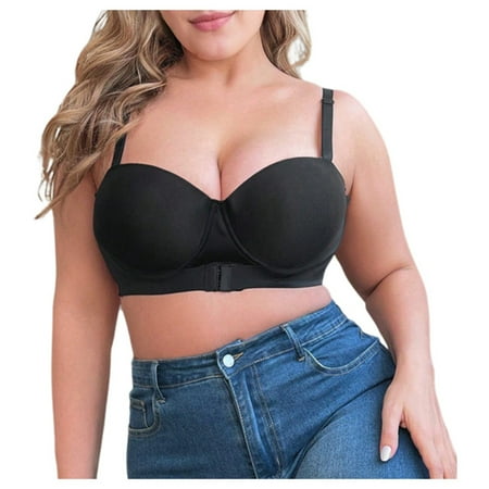 BYHONG Womens Underwear Plus Size Lace Bralette Women s Sexy Underwire Push Up Bra for Larger Bust Black 90D