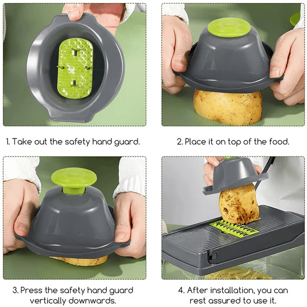 Multi-function Kitchen Vegetable Cutter, Stainless Steel Slicer, Potato  Slicer, Carrot Slicer With Hand Guard, Includes 5 Interchangeable Blades  And A Storage Box, Handheld Filter Basket And Transparent Vegetable  Container