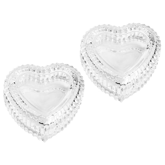 WHAMVOX  2 Pcs Heart Glasses Trinkets Jewelry Dish with Lid Ring Tray Transparent