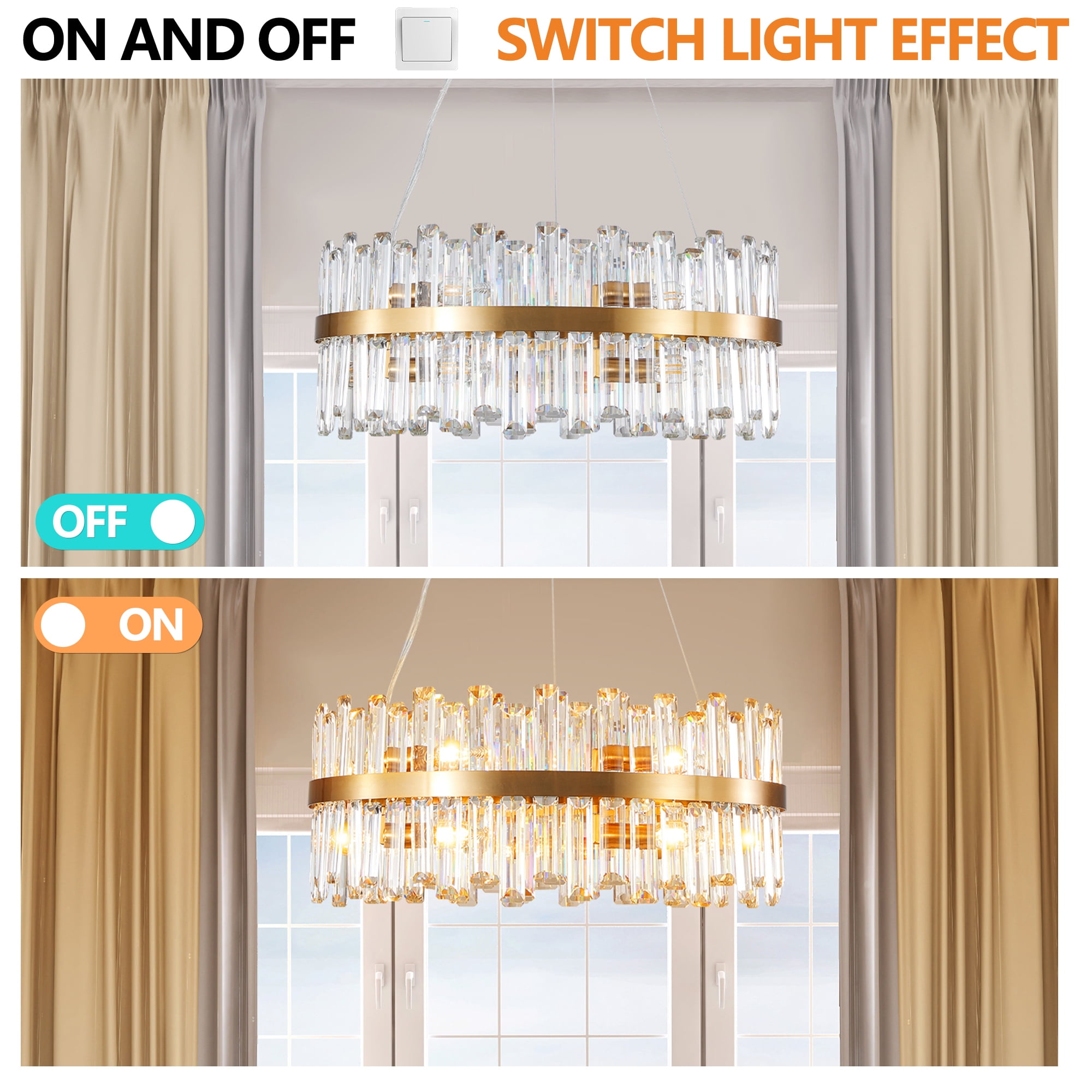 Jopath 23.6" Golden Luxury Crystal Chandelier Modern Chandeliers Lights Fixture Hanging Pendant Light Fixture for Dining Room Bedroom Living Room