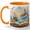 Orange, variant on Lighthouse Ocean Storybook Coffee Mug, Sailboat Sea Waves Coastal Design, 11 oz Ceramic Cup