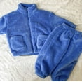 thumbnail image 4 of Lovskoo 1-10Y Toddler Baby Girl Loungewear Fleece Pants Pullover Tops Set Winter Warm Sweatshirt Pants 2Pcs Set Outfits Blue, 4 of 5