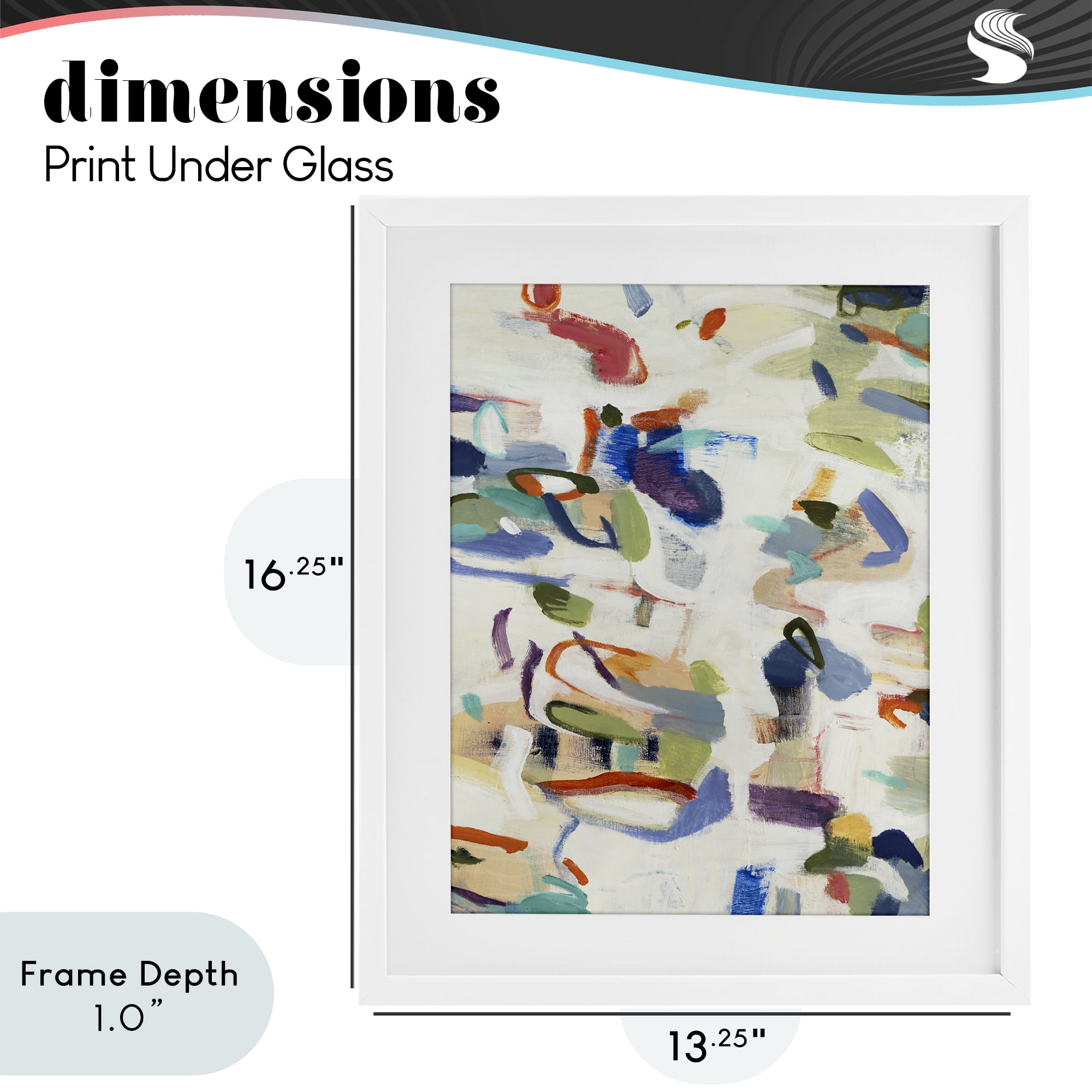 Stupell Industries Expressive Composition Brushstrokes White Framed Print Under Glass, design by Lisa Ridgers