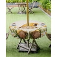 thumbnail image 4 of Fsddascl Yellow Gnomes Outdoor Tablecloth - 54 Inch Round Dining Table Cover, Spring Floral Elegant Rustic Waterproof Outdoor Table Cloth with Umbrella Hole & Zipper for Picnic/Patio/Party, 4 of 7