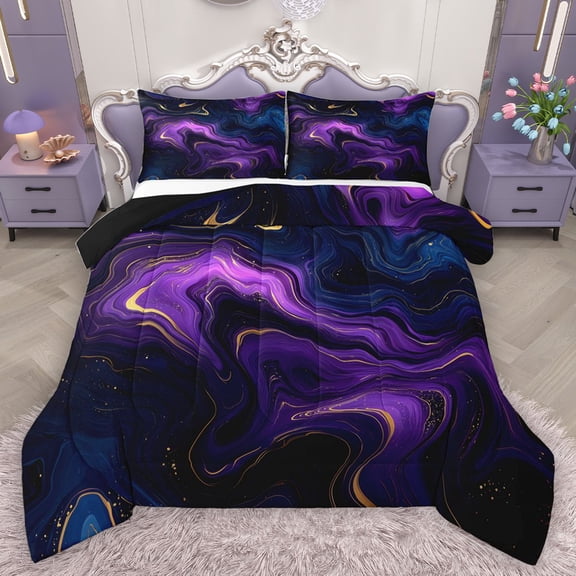 Homewish Gradient Marble Bedding Comforter Set 2pcs for Boys Girls,Abstract Stone Pattern Twin Comforter Sets Microfiber,Marbling Watercolor Breathable Bedding Set,Breathable Home Decor,Reversible