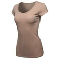 thumbnail image 3 of FashionOutfit Women's Solid Basic Cap Sleeves Scoop Neck Tee, 3 of 4