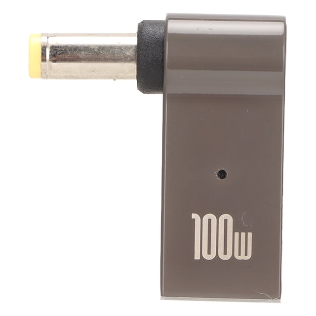 Adaptador de cargador para portátil PD USB tipo C hembra I a CC, 100 W, aleación de aluminio, codo, 5,5 x 1,7 mm