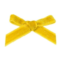 SLYNSHome Christmas Bow Glitter Velvet Mini Red Ribbon Bow Tie,Wreath Ornaments for Christmas Tree Xmas Decoration - Yellow