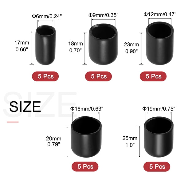 2mm 100pcs intérieur flexible en caoutchouc Vis couvercle protecteur