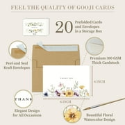 Gooji 4x6 Floral Thank You Cards with Envelopes (Bulk 20-Pack) Matching Peel-and-Seal Rustic Envelopes