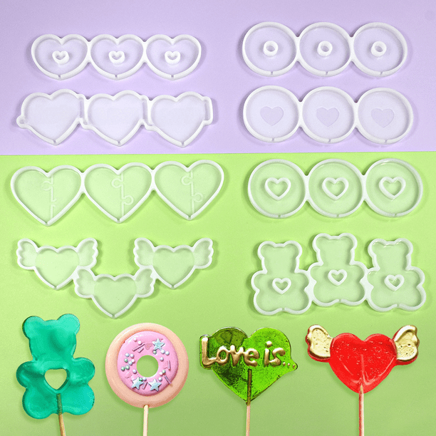 Molde para gotas de pegamento Molde para palitos de queso con forma de piruleta Molde para molde de silicona para chocolate Anillo de diamantes para el día de San Valentín Roseta de amor