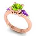 thumbnail image 2 of Diamond-Capitals 2.50 Carat Elegant Round Cut Peridot & Amethyst Gemstone 3 Stone Ring for Anniversary Gift 18K Rose Gold Size 10, 2 of 8