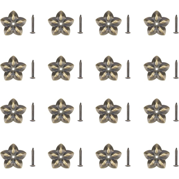 Iron Five-Petal-Shaped Upholstery Nails Tacks Decorative Sofa Furniture Tacks 50pcs Flower Upholstery Nails Decorative Tacks Strip Furniture Nails Pins Kit for Upholstered Furniture Iron