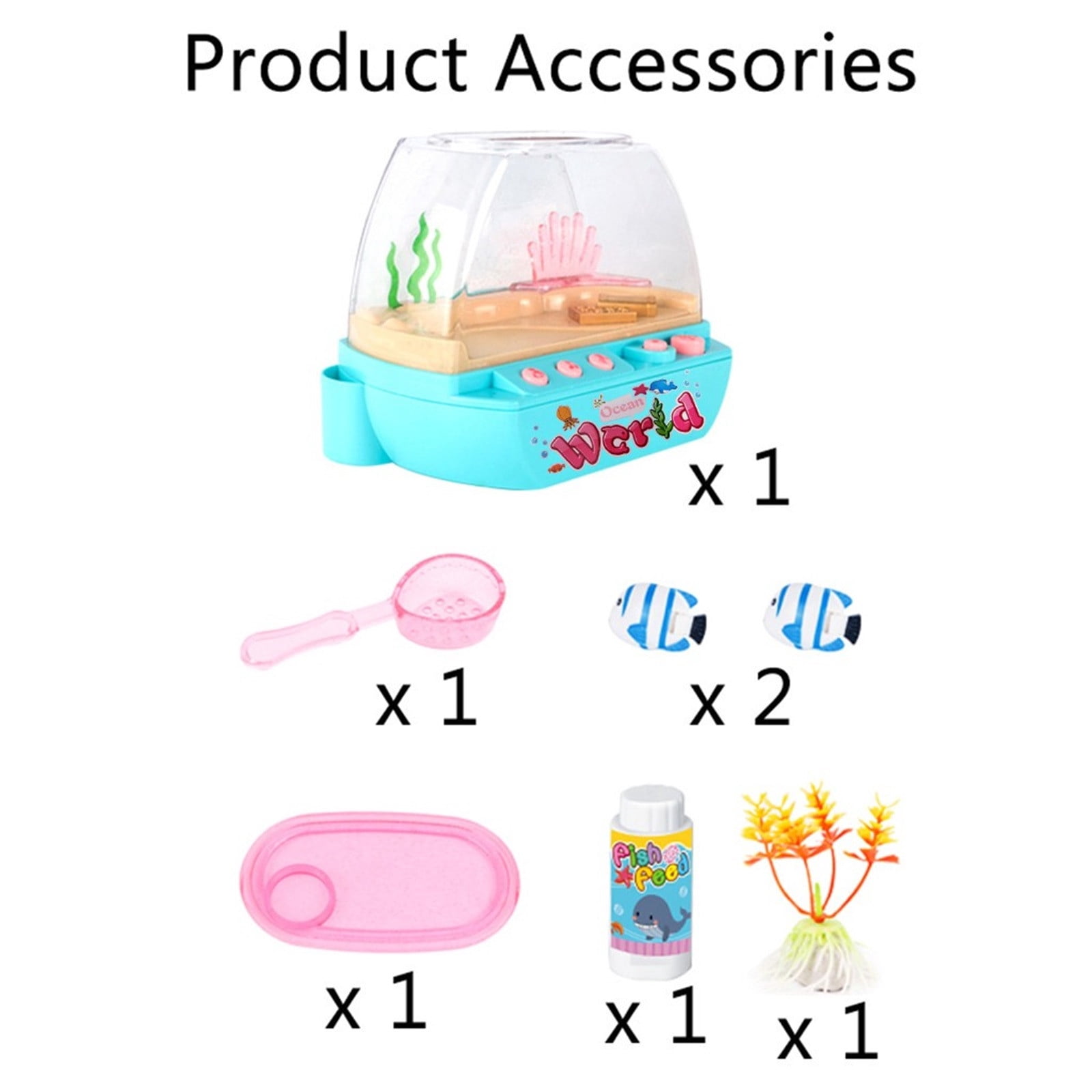 SIYTUAU Kids Simulation Fish Tank Aquarium Toy Set Electronic Interactive Marine Life Educational Playset With Accessories Pink Color One Size Plastic No Batteries Included Pink