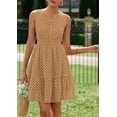 thumbnail image 5 of PRETTYGARDEN Women's Summer Dresses Sleeveless V Neck Eyelet Hollow Out Swing A Line Beach Vacation Sun Dress, 5 of 10