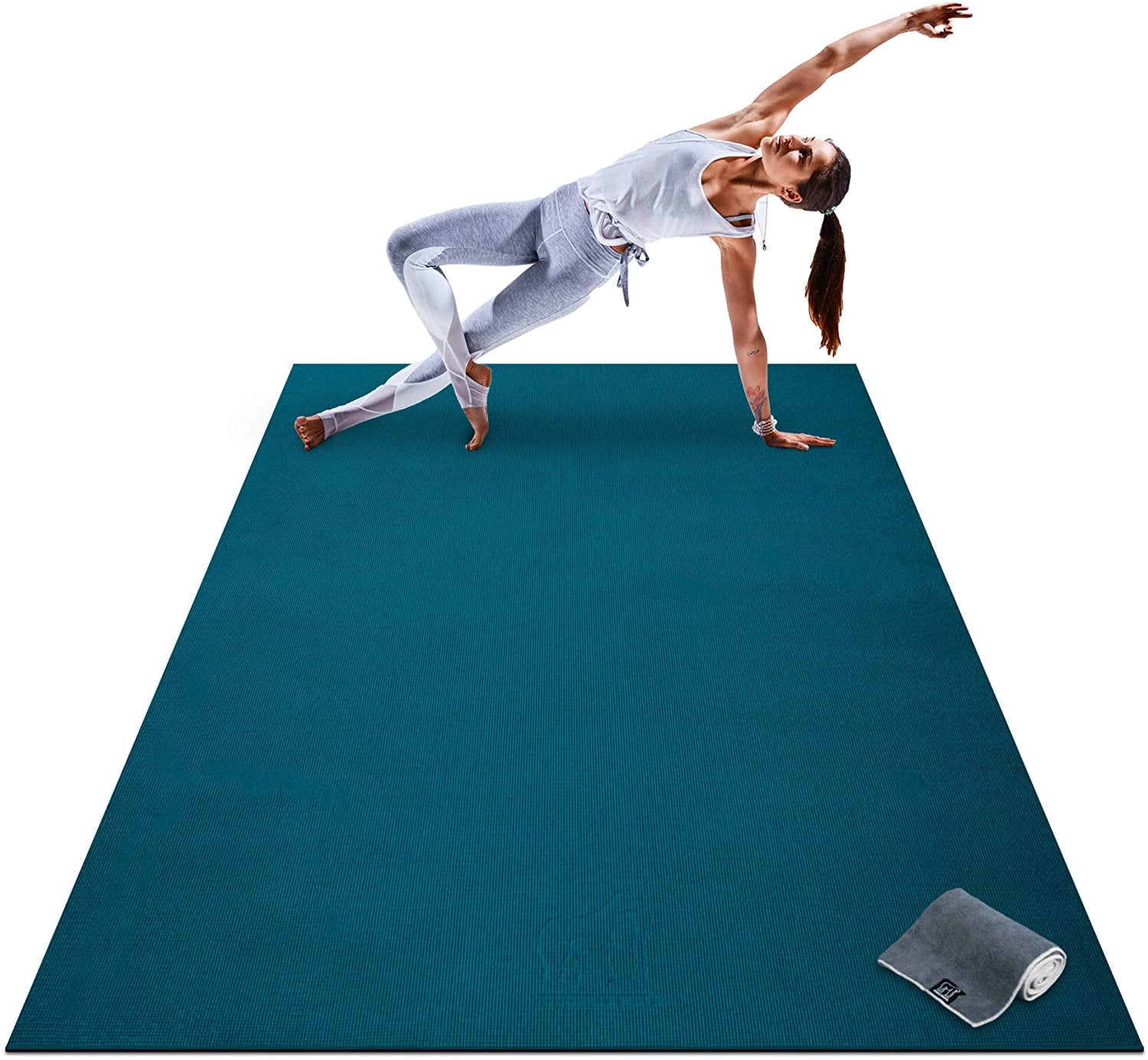 Durable Large Yoga Mat 6'x4'x8mm Extra Thick Eco-Friendly Non-Slip & Odorless Barefoot Exercise and Premium Fitness Home Gym Flooring Mat by ActiveGear 