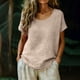 thumbnail image 1 of Craaazy Women's Oversized Short Sleeve Tunic Tops, Lightweight Cotton Linen Casual Shirt, Breathable Crew Neck Blouse for Everyday Outfits Gifts, 1 of 5
