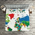 thumbnail image 2 of Ambesonne World Map Quilted Coverlet 3 Pcs, Colorful Political, King Size, Multicolor, 2 of 2