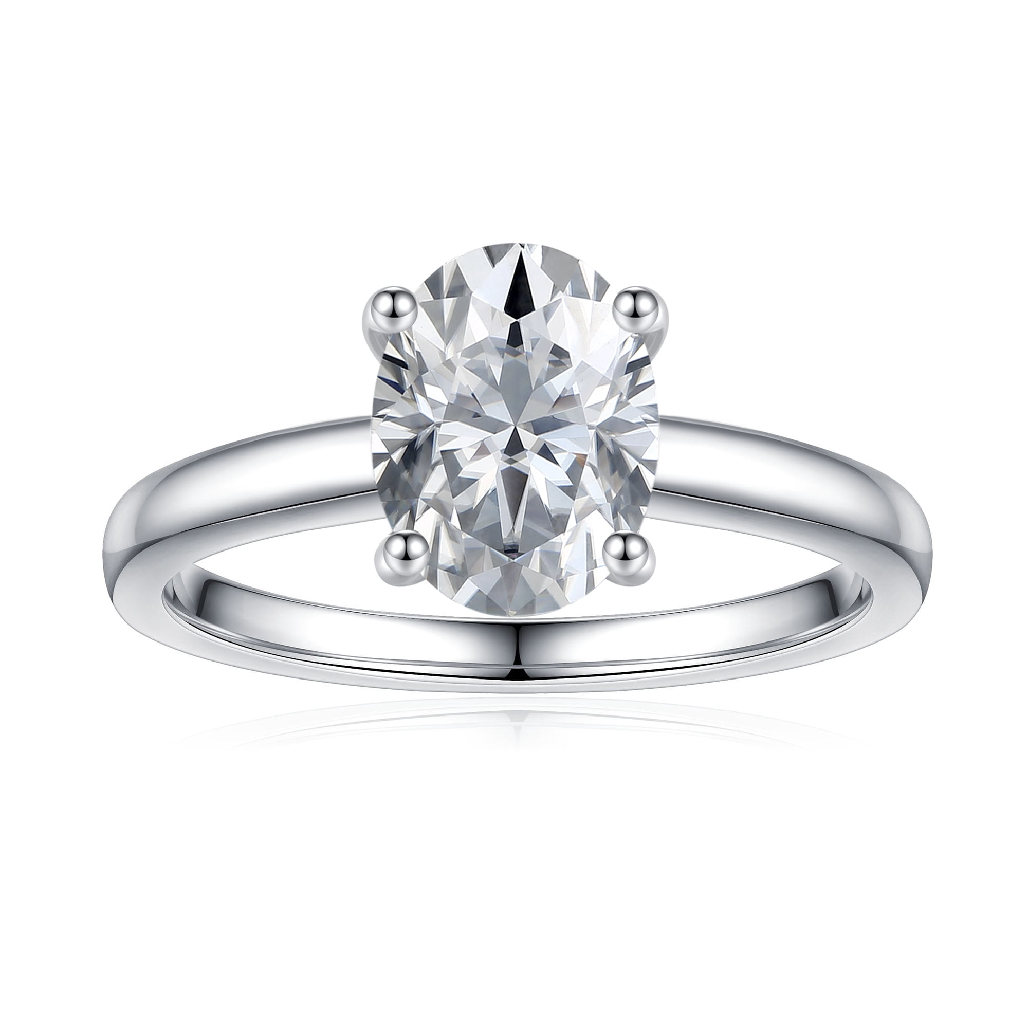 Turandoss 1.5 Carat Moissanite Four-Prongs Engagement Ring 925 Sterling Silver Oval Cut Diamond Ring Wedding Band Promise Wedding Rings for Women