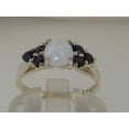 thumbnail image 3 of LBG British Made 9k White Gold Natural Opal & Sapphire Womens Cluster Ring, 3 of 6