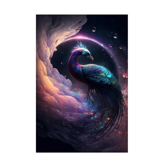 Canvas Wall Art - Ray Heere 'Proud Peacocks 23' Wall Art for Living Room, Bedroom, or Office Décor by Trademark Fine Art - 12 x 19 Inches