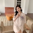 thumbnail image 2 of Defitshape Women's Cute Pjs Soft Nightgown Summer Short Comfy Printed Silk Button Down Thin Vintage Loose Night Gown Style2 Small-X-Large, 2 of 4