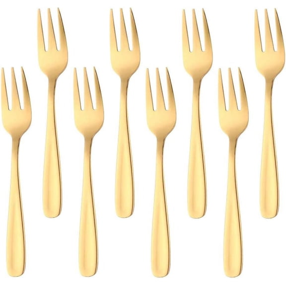 Cocktail Forks, 18/10 Stainless Steel 3-tine Appetizers Desert Mini Salad Fruit Fork Sets of 8pcs , 5.5 Inch