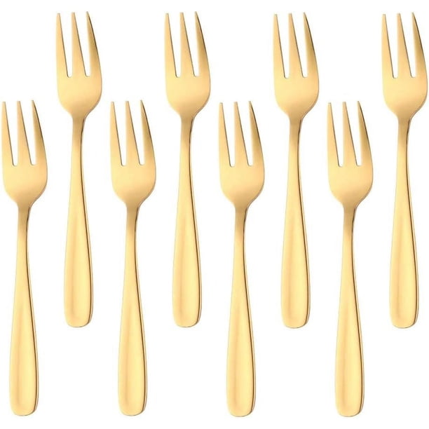 Tenedores de cóctel, acero inoxidable 18/10, 3 dientes, aperitivos, mini ensalada del desierto, tenedores de frutas, juegos de 8 piezas, 5,5 pulgadas