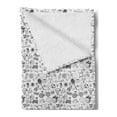thumbnail image 2 of Sports Soft Flannel Fleece Blanket, Hand Drawn Equipment Run Baseball Ice Skating Football Gymnastics Cycling, Cozy Plush for Indoor and Outdoor Use, 70" x 90", Charcoal Grey White, by Ambesonne, 2 of 5