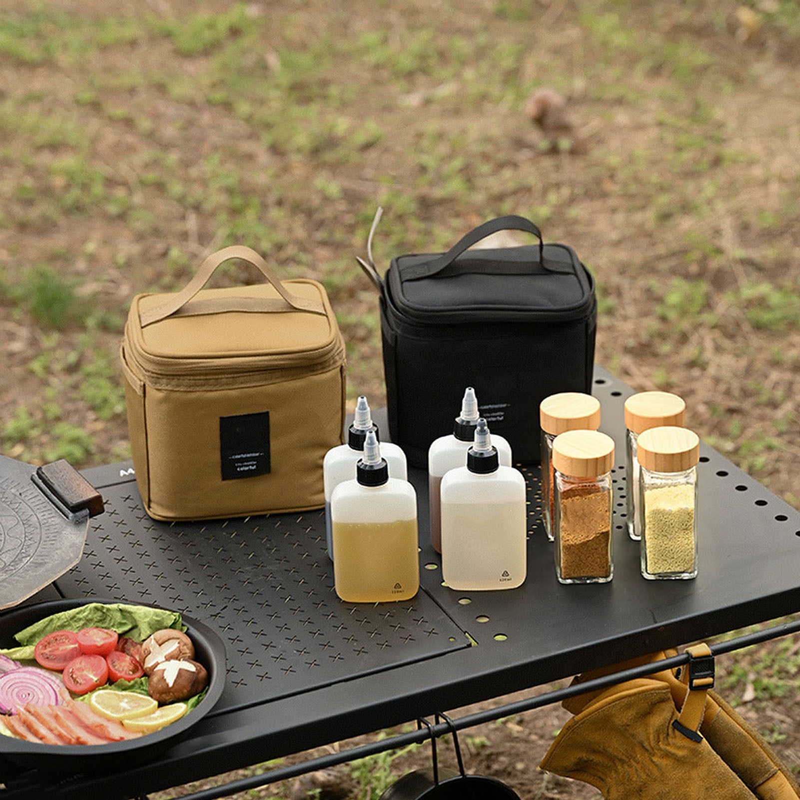 Travel Spice Kit Spice Jar And Bag Set Spice Containers 120ML Seasoning Bottle Liquid Kettle Travel Spice Container Kit With Oxford Cloth Bag For